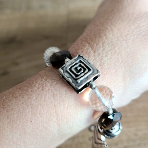 SILPADA sterling silver smokey and clear quarts Topaz bracelet. - Picture 6 of 8
